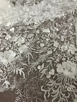 

Nigerian french net Lace Cyndi-11.2214 Embroidered Cord Lace Fabric with full beads for bridal dress