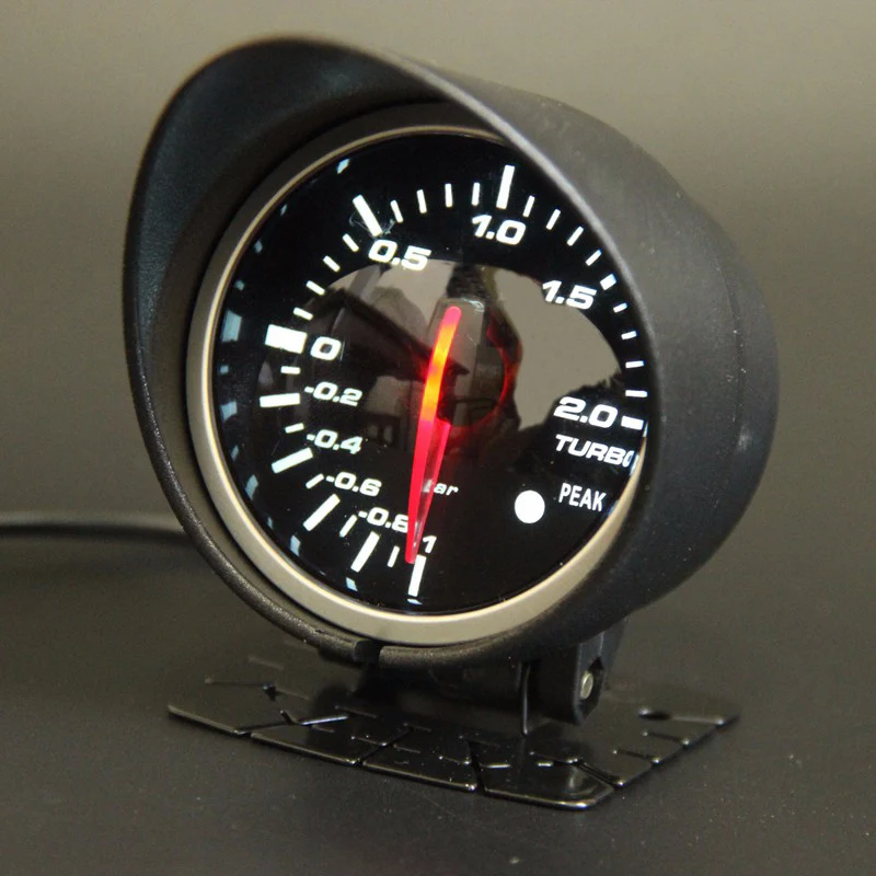 60mm Boost Bar Gauge Black Auto Gauge White&Red Led Boost Meter with