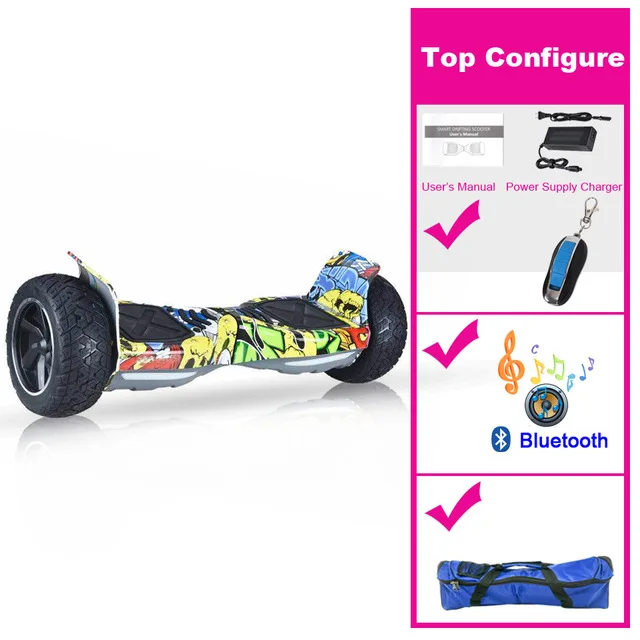 Самобалансирующиеся скутеры Hoverboard 10 дюймов покрышки Bluetooth электрический скутер гироскоп два колеса Франция с сумкой - Цвет: as picture