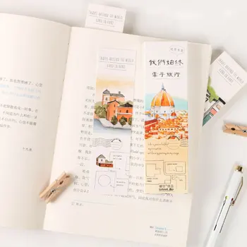 

30 pcs/box Hand in hand travel paper bookmarks kawaii stationery book holder message card school supplies papelaria kids gifts