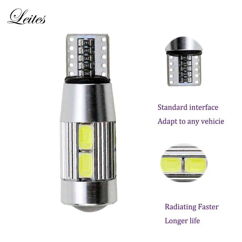 

100PCS T10 10SMD 5630 W5W Canbus Led 194 168 2825 Car Side Wedge Light Automotive T10 LED Light Bulbs Replacement Parts
