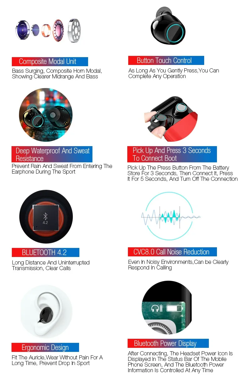 TWS, Bluetooth наушники, бас, водонепроницаемые, вкладыши, air Ear dort, гарнитура, шумоподавление, беспроводные наушники, наушники для телефона xiaomi