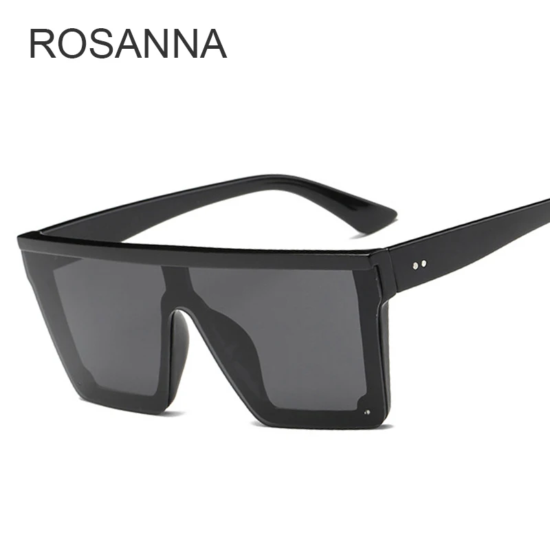 ROSANNA Brand Fashion Black One Piece Sunglasses Men Oversize Driving
