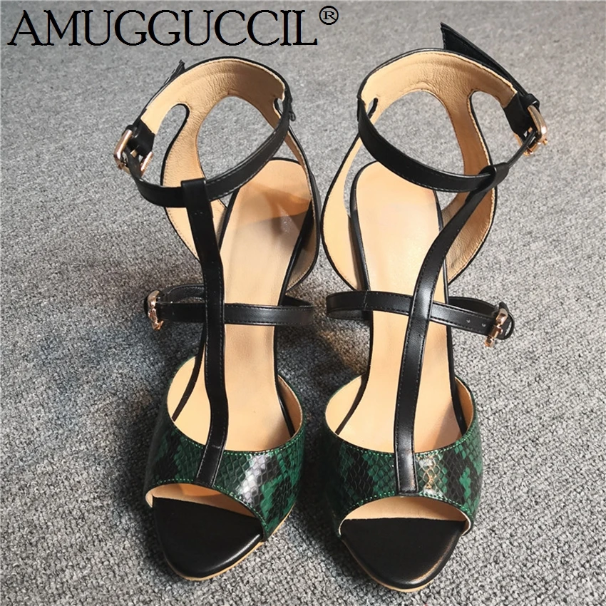 

2019 New Plus Big Size 35-52 Green Buckle Fashion Sexy High Heel Summer Party Wedding Girl Female Ladies Women Sandals L1140