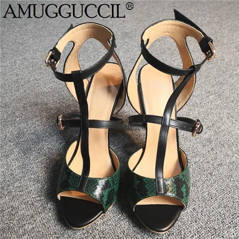 

2020 New Plus Big Size 35-52 Green Buckle Fashion Sexy High Heel Summer Party Wedding Girl Female Ladies Women Sandals L1140