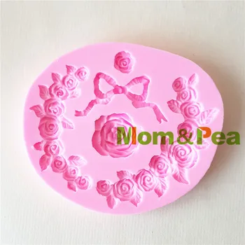 

Mom&Pea 1350 Free Shipping Bowknot & Flower Silicone Mold Cake Decoration Fondant Cake 3D Mold Food Grade
