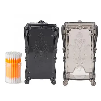 

Retro Acrylic Portable Container Storage Case Makeup Organizer Cotton & Pad Box Cosmetics Swab Storage Box