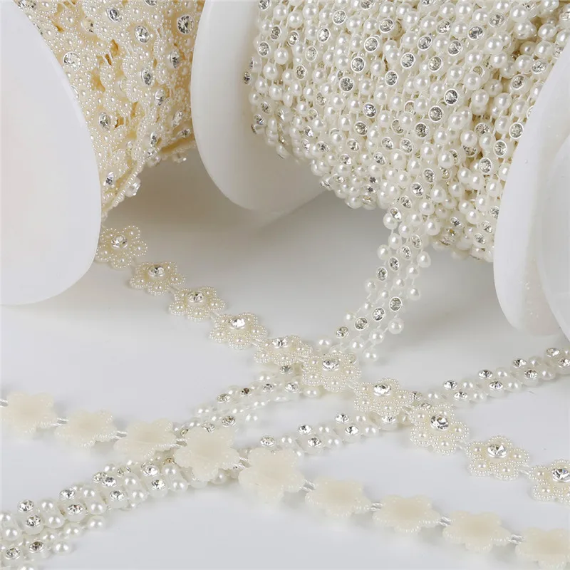 

1-2m/bag Multi-size ABS Imitation Pearl Beads Chain Trim for DIY Wedding Party Decoration Jewelry Findings Craft Accessories