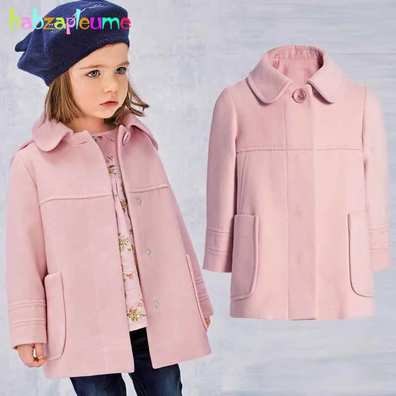 

babzapleume Spring Autumn Baby Girls Trench Wool Coat Pink Cute Princess Korean Style Children Jackets For Kids Outerwear BC1437