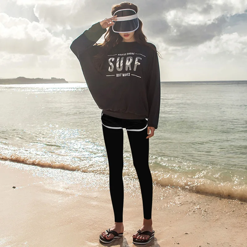 

Swimsuit For Teenagers Women 2019 Rash Guard Rashguard Push Up Swimwear Girls Lycra New Female Four Piece Movement Loose Adds