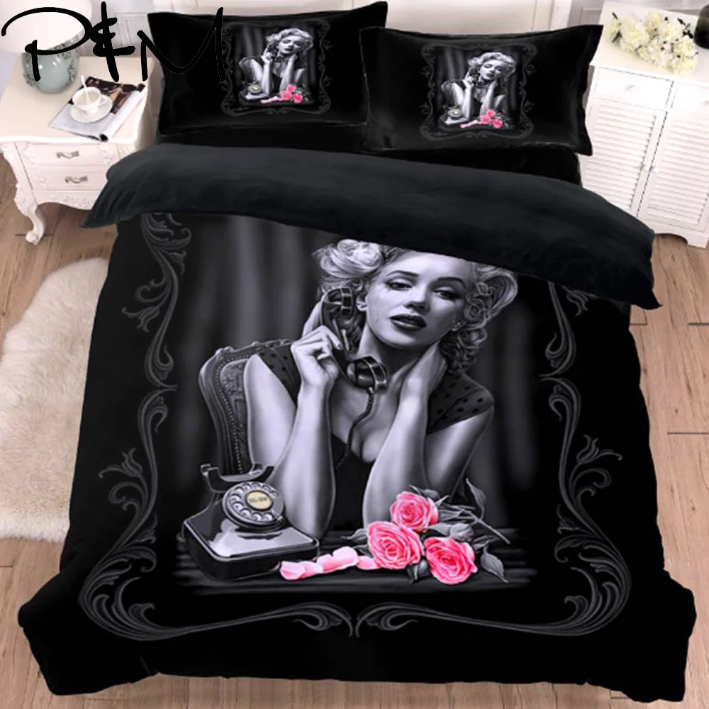 

Papa&Mima Beauty and flowers print bedding set Duvet Cover Pillowcase Sets (no Sheet) Bedclothes set Drop Shipping
