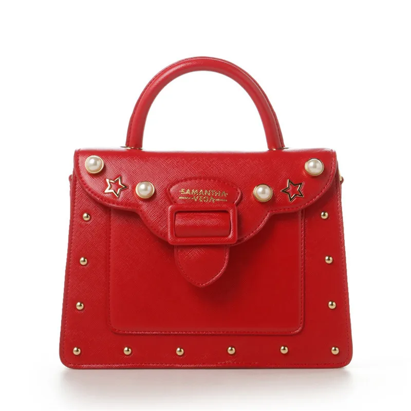 

Japan SamanthaVega18 Christmas limited edition Ladies handbag wide shoulder strap Messenger bag rivets pearl stars shoulder bag