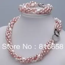 Наряд настоящее пресной воды жемчужное ожерелье браслет