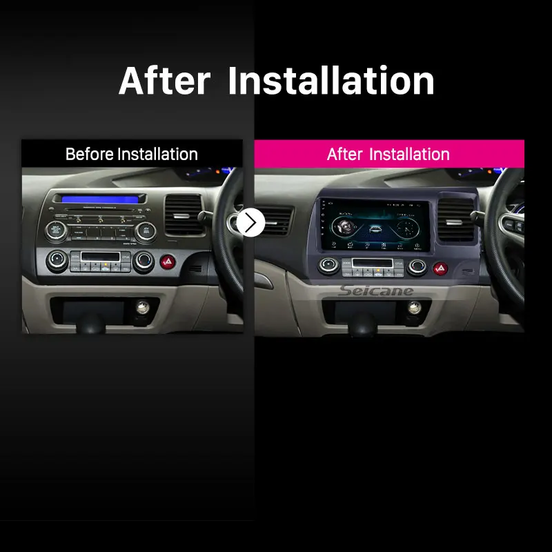 Perfect Seicane 2din Android 8.1/9.0 9" Car Multimedia player For Honda Civic 2006-2008 2009 2010 2011 GPS Navigation support AUX USB 5