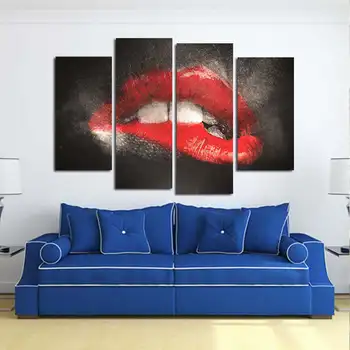 

4pcs Sexy Beauty Red Lips Painting Unframed Decoration Wall Art Picture Modern Art Oil Painting Pictures Canvas Art Posters