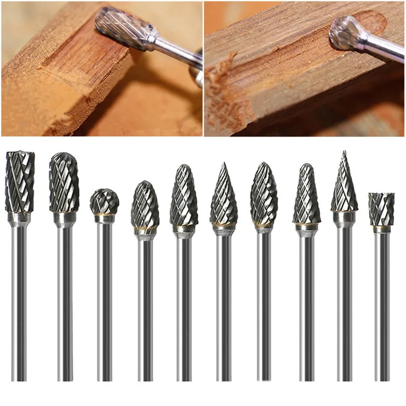 

Carbide tungsten steel grinding head Tungsten Steel Grinding Head Drill Double Cut Carbide Rotary Burr Tool Set #2f21