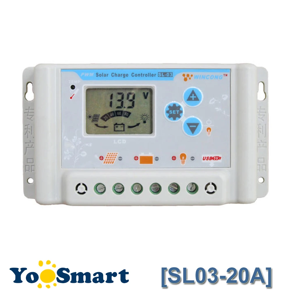 

PWM 20A Solar Charge Controller 12V 24V LCD Display Adjustable Parameter for Li Li-ion lithium LiFePO4 batteries