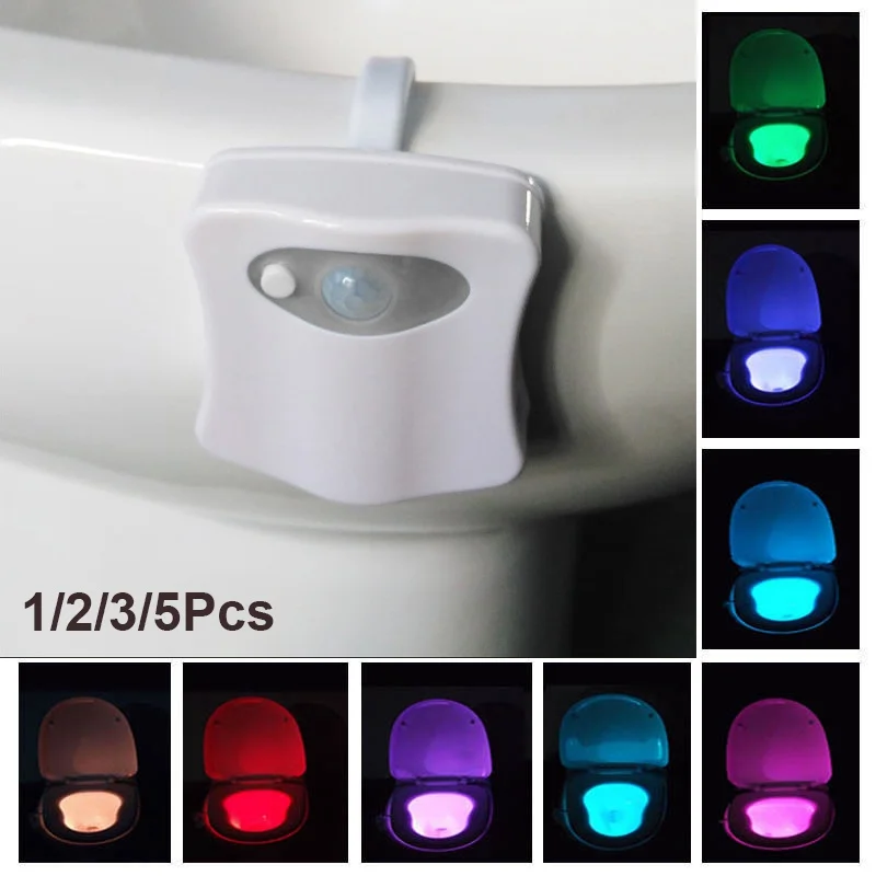 8 Colors Hanging Toilet Bowl LED Automatic Night Light Body Sensing Changing WC Motion Sensor