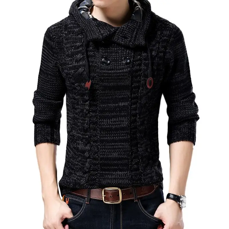 

Idopy Men's Autumn Winter Warm Sweater Coat Casual Loose Hooded Wool Sweaters Coat Man Zipper Thick Knittwear With Hood