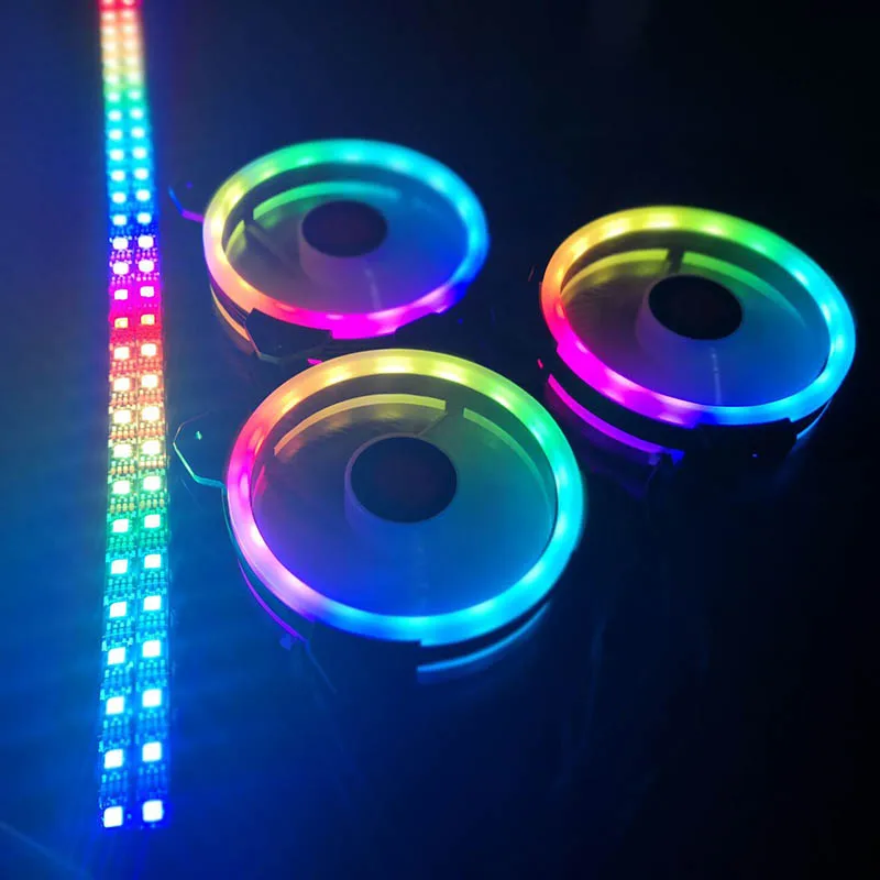 

RGB PC Fan 12V 6 Pin 12cm Cooling Cooler Fan with Controller for Computer Silent Gaming Case SD998