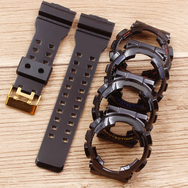 Watch Accessories For Casio GSHOCK GLS GD GA110 GA100 GD120 Resin Strap Male Black Gold Case