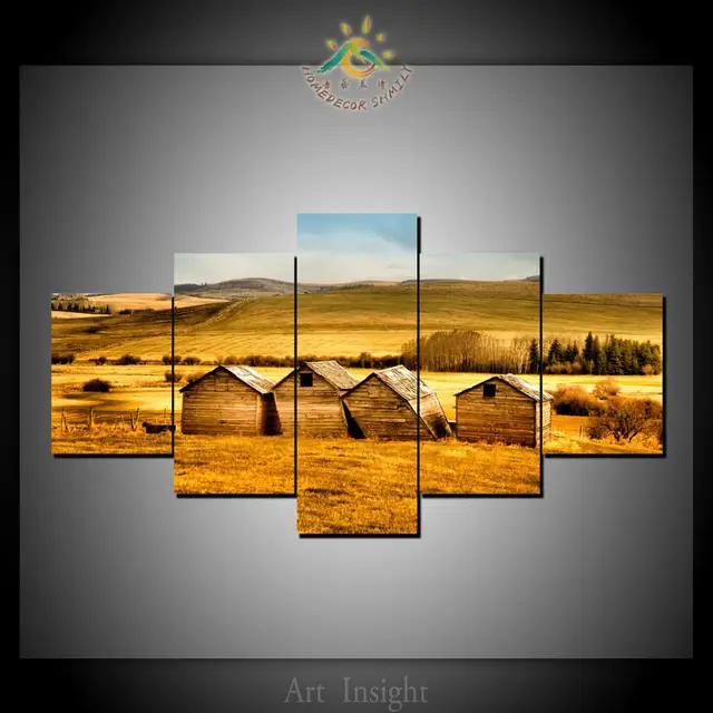 5 panel barns fields wall art for home decoration cheap artwork