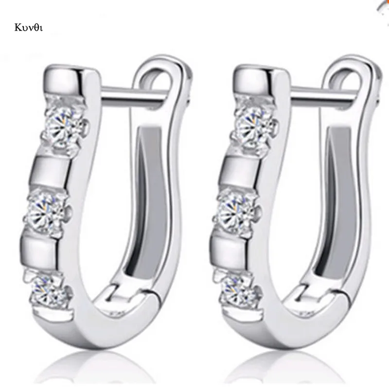 

Trendy Silver Plated Hoop Earrings For Women Exquisite Crystal Hoop Earrings New Fashion Wedding Gifts Jewelry
