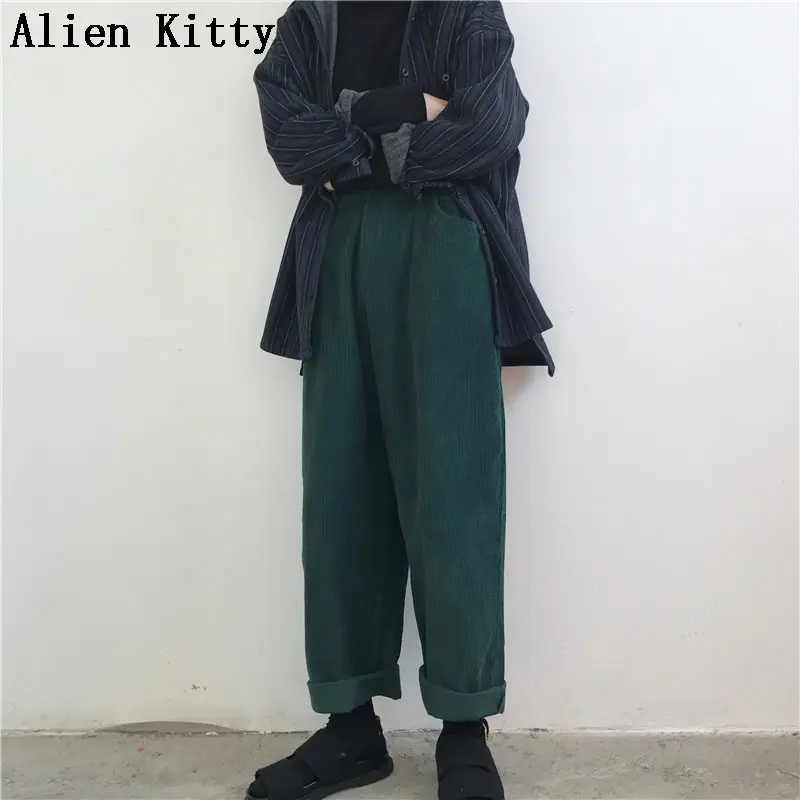 

Alien Kitty Stylish Women Elastic High Waist Straight Pants Winter Solid Casual Pants Women Trousers Thicken High Quality Femme