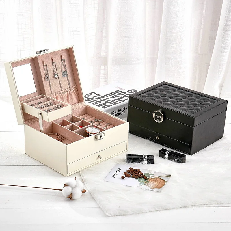 Casegrace многофункциональная коробка для хранения, Кожаная Шкатулка для ювелирных изделий, многослойная большая емкость, органайзер для ювелирных изделий, колье, кольца, серьги