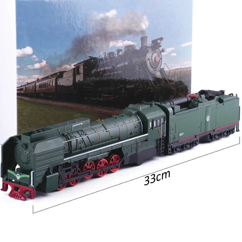 Diecast Train Model Toys Locomotive & Railway Carriage Pull Back Sound & Light