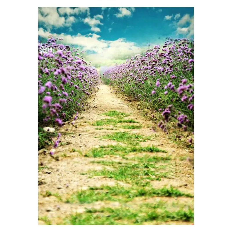 

Alloyseed 0.9x1.5m Blue Sky Purple Flowers Wall Studio Props Photography Background Backdrop Home Decoration Accessories