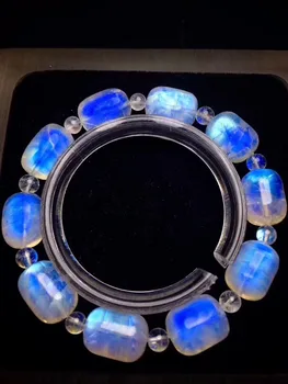 

Genuine Natural Moonstone Blue Lights Bracelets Healing 15x11mm Barrel Beads Bracelets Top Quality Moonstone Certificate AAAAAA