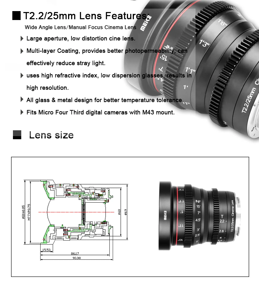 Mcoplus Meike 25 мм T2.2 ручной фокус портретный кинообъектив для fuji X Mount/для Olympus Panasonic M4/3 Mount G7 G9 E-M10 III PEN-F