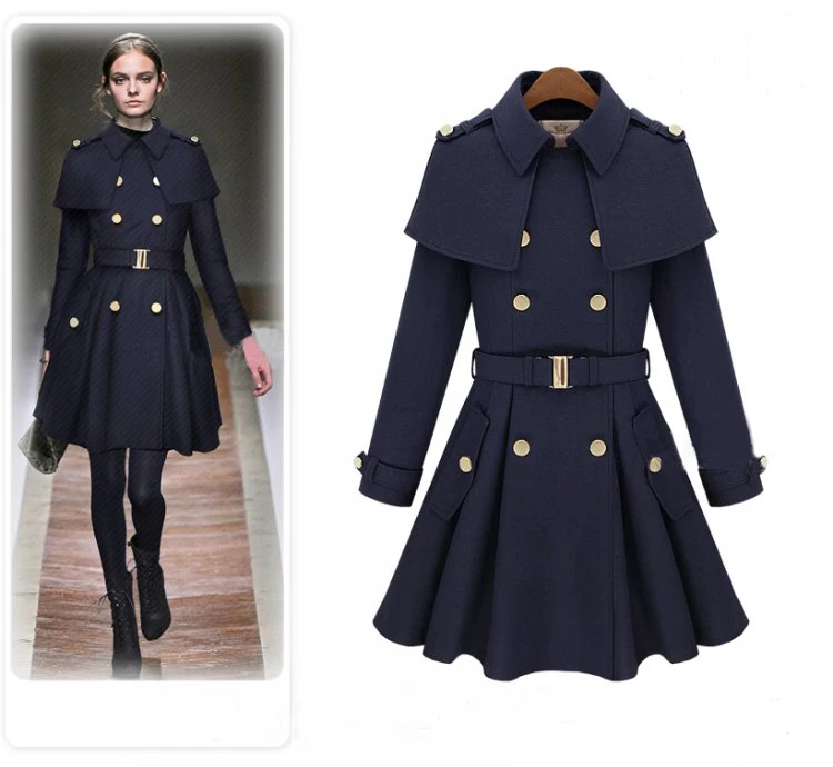 Новое зимнее корейское модное двубортное Женское шерстяное пальто в британском стиле 2 цвета