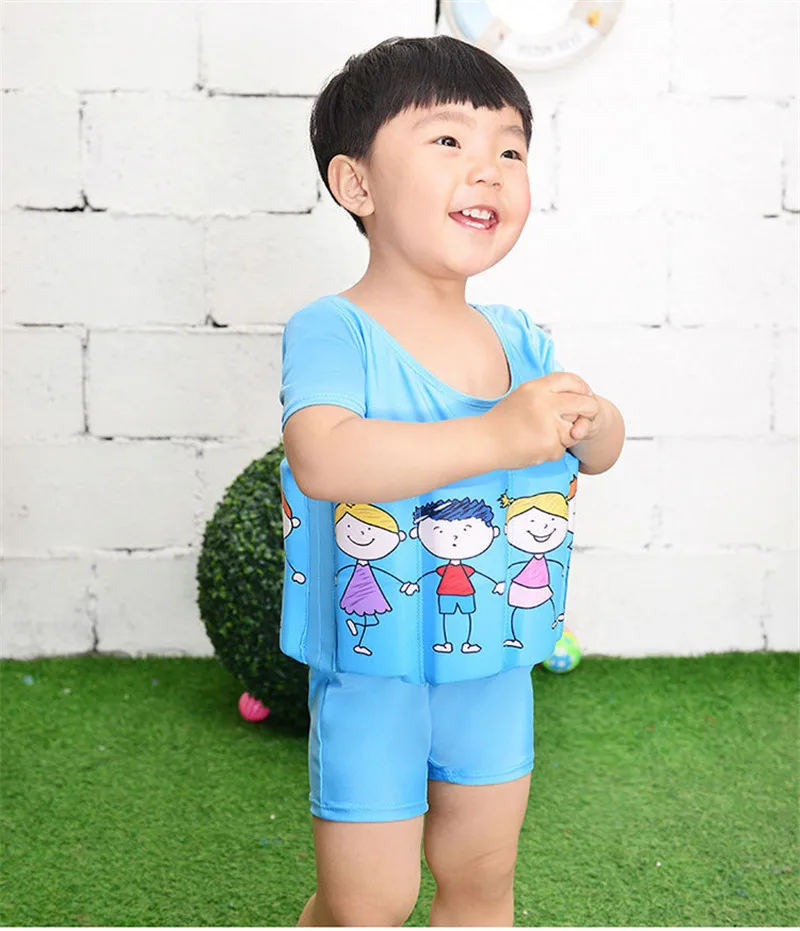 2017 Brand New Quick-drying Kids Buoyant Swimsuit Baby Boy& Baby Girls Siamese Floating Body Swimsuit Removable Float Swimwear14