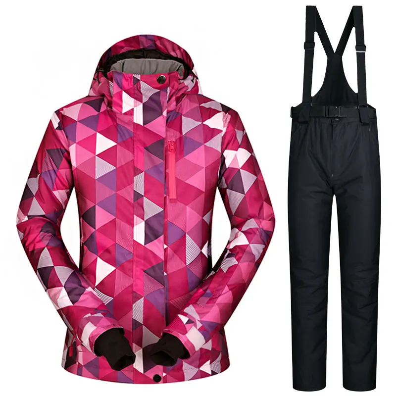 Traje de esquí de invierno las mujeres a prueba de viento impermeable y transpirable Mujer CSJTZ nieve chaqueta y pantalones de esquí de las mujeres chaqueta de Snowboard marcas