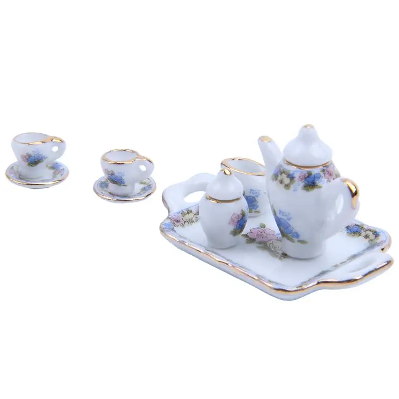 

Practical Boutique Porcelain Miniature Teapot Set Dollhouse Kitchen Accessories