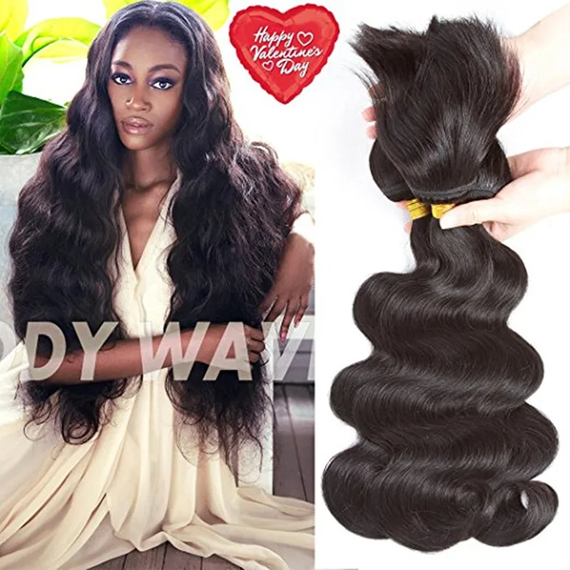 

Unprocessed Brazilian Virgin Hair Body Wave 3 Bundles 120g/Pc No Glue No Thread Braid in Virgin Human Hair Extensions 12-26inch