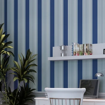 

blue stripe morden style paper wallpaper non-woven wallpaper bedroom living room TV backdrop environment