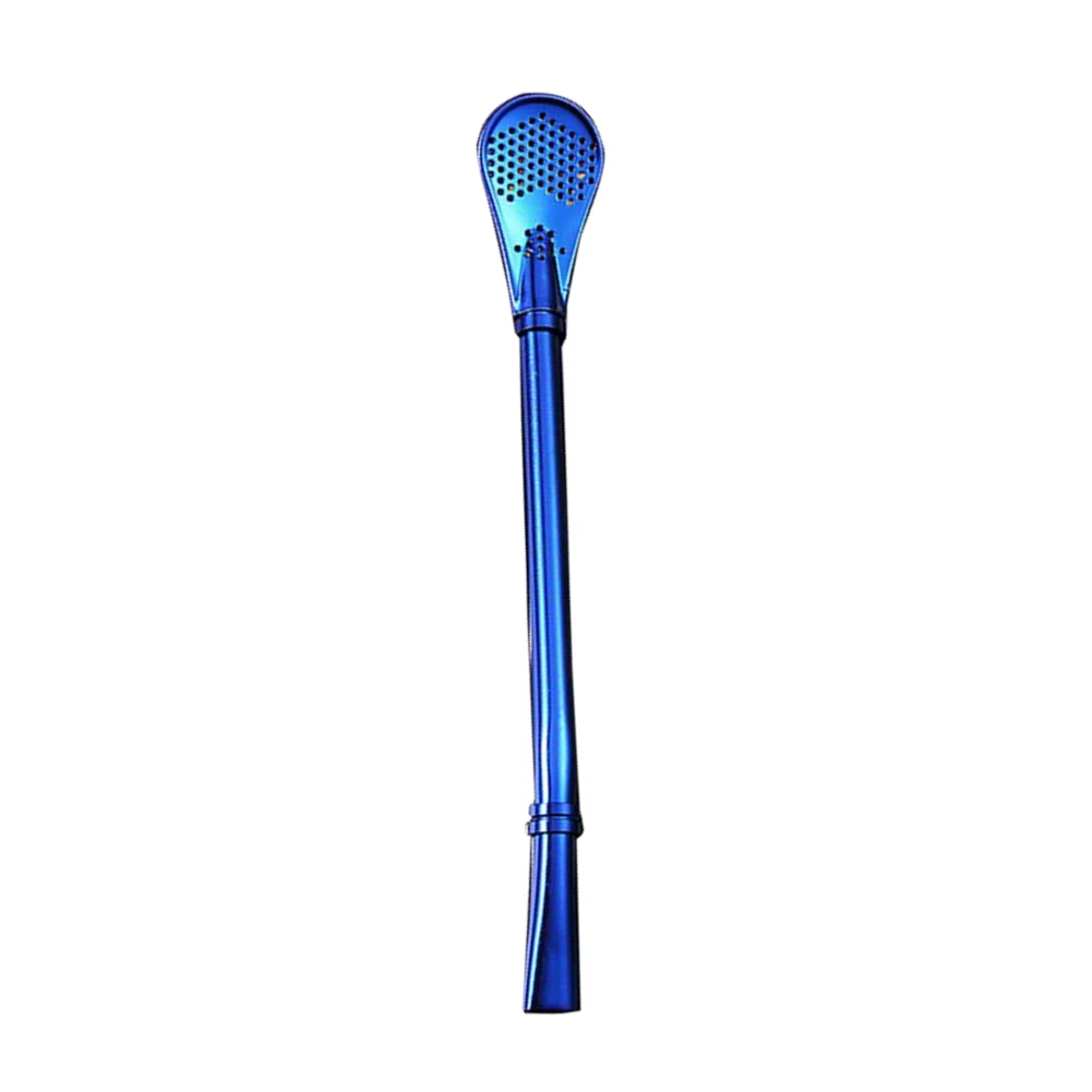 Синий 1PC Reusable Drinking Straw Stainless Steel Filter Spoon Eco Friendly Bubble Tea Straw Bar Accessories Pajitas Acero Inoxidable - Цвет: Синий