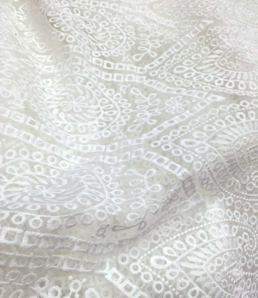 Белый молочный шелк органза Высокое качество Тюль кружевная ткань кружево вышивка мода французский шнур кружевная ткань для женщин платье