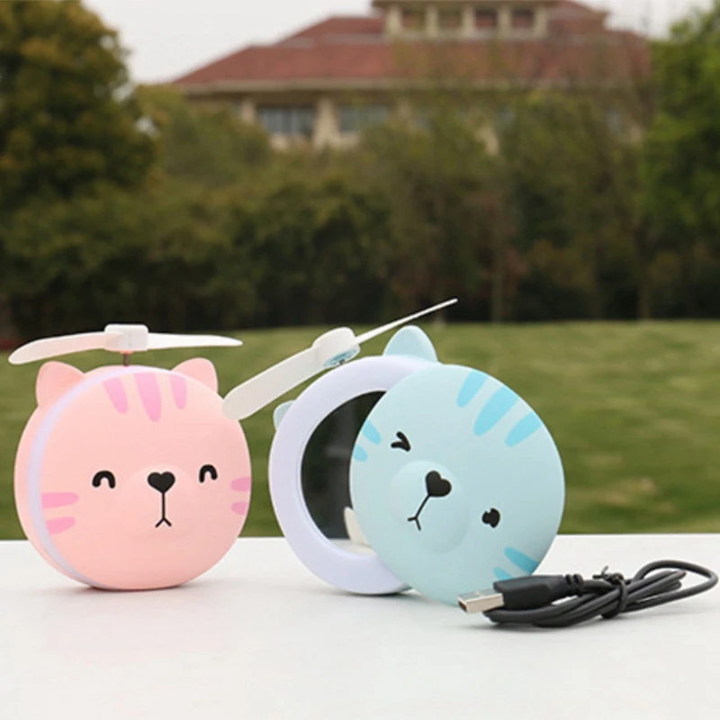 Usb мини-вентилятор для макияжа, светодиодный зеркальный Usb Перезаряжаемый вентилятор охлаждения, портативный многофункциональный карманный вентилятор Catton