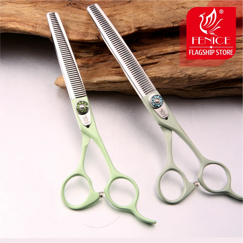 

Fenice Professional Japan 440c 6.5 7.0 inch pet dog grooming thinning scissors shears thinning rate about 35%