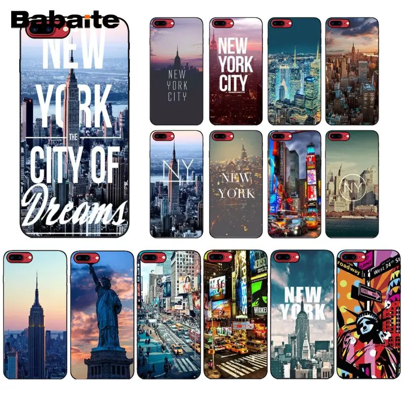 

Babaite New York City Smart Cover Black Soft Shell Phone Case for Apple iPhone 8 7 6 6S Plus X XS MAX 5 5S SE XR Cover