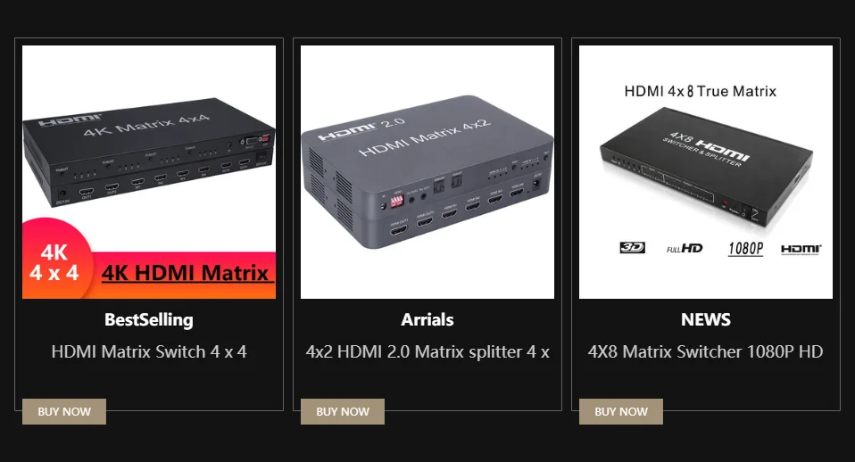 4x2 HDMI 2.0 Matrix splitter 4 x HDMI signal input 2 output Support for fiber and stereo headphone output