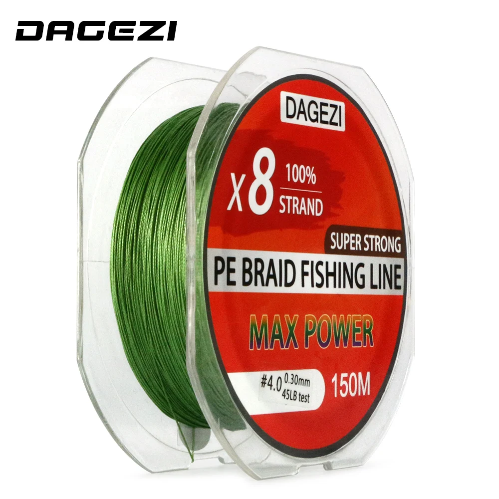 DAGEZI سوبر قوية مع هدية 8 حبلا 150 m 10-80LB العلامة التجارية خيط صنارة الصيد s 6 ألوان 100% صنارة صيد بولي ايثيلين مجدول السلس خط