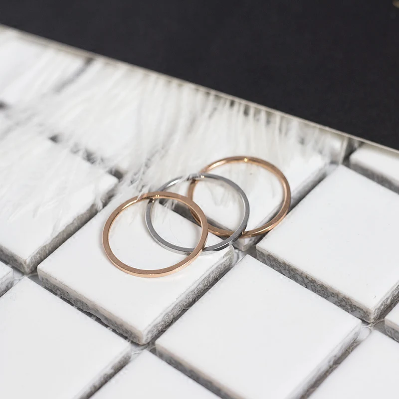 1MM Thin Titanium Steel Silver-color Couple Ring Simple Fashion Rose Gold Finger Ring For Women and Men mens gifts - Image 6