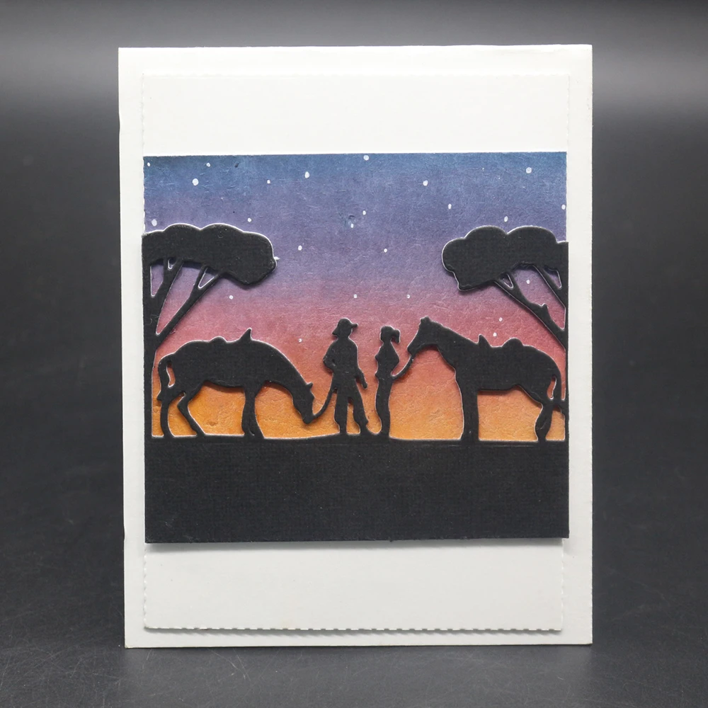 

McDies Cowboy horse tree metal cutting dies cut die mold decoration Scrapbook paper craft knife mould blade punch stencils