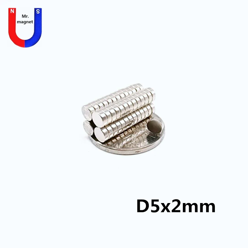 100Pcs 5x2 Neodymium Magnet 5mm x 2mm N35 NdFeB Permanent Small Round Super 