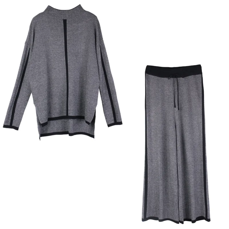 

Women 2 Piece Pant Kintted Set Turtleneck Sweater Winter Casual Pants Tops Wool Blends Knit Suit Maternity Clothes